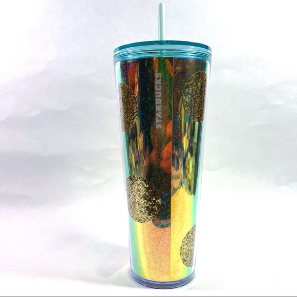 Starbucks Other - Starbucks Holiday Gold Glitter Polka Dot Tumbler